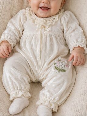 Y2K vintage BT kids 6-9 M lace and floral velvet Outfit
